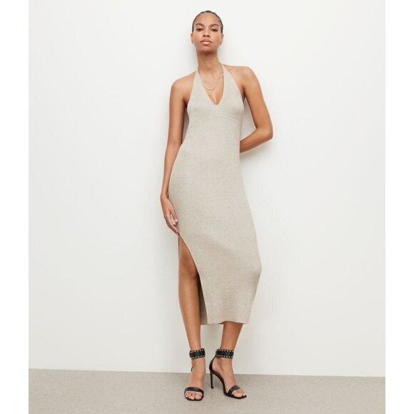 💕ALLSAINTS💕 Lexi Halter Neck Dress ~ Oyster Silver Medium M NWT - Picture 5 of 13